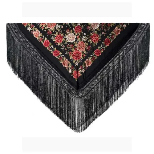 Natural silk hand embroidered Manila shawl