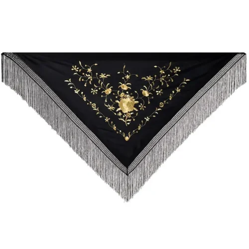 Machine embroidered triangular shape Manila shawl