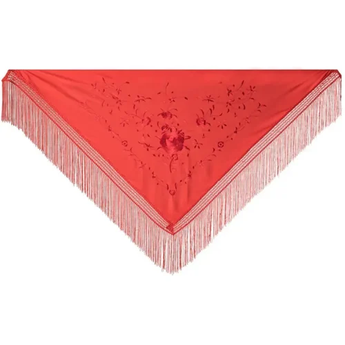 Machine embroidered triangular shape Manila shawl