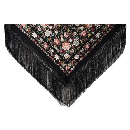 Natural silk hand embroidered Manila shawl