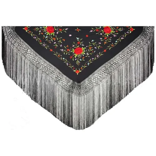 Natural silk hand embroidered Manila shawl
