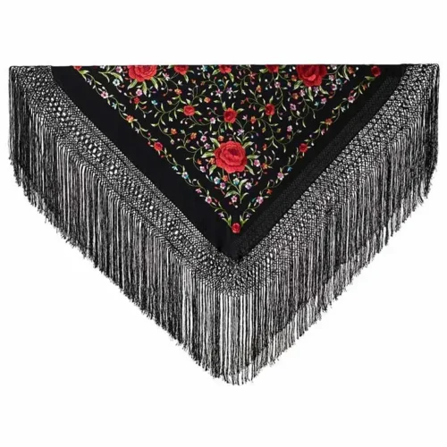 Natural silk hand embroidered Manila shawl