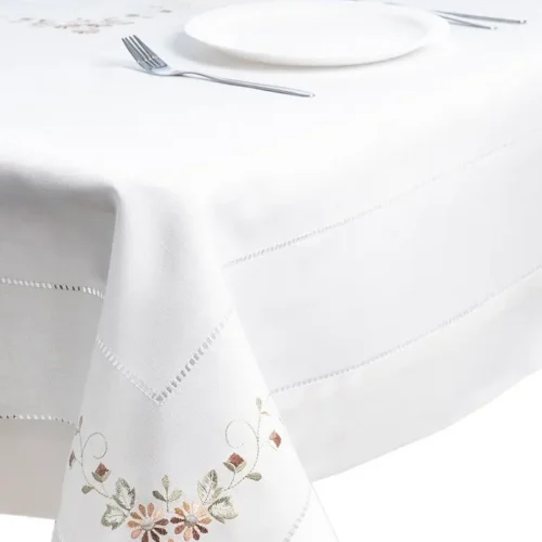 Machine embroidered tablecloth