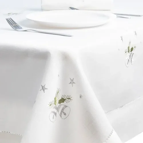 Machine embroidered tablecloth