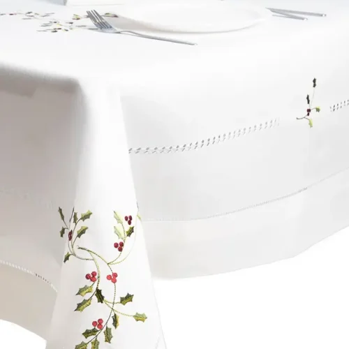 Machine embroidered tablecloth