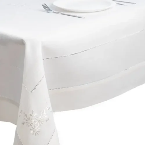 Machine embroidered tablecloth