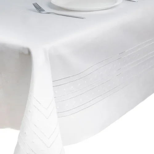 Hand embroidered hemstitch tablecloth
