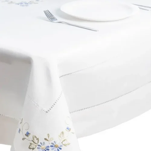 Machine embroidered tablecloth