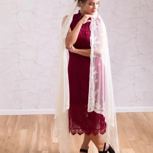 Hand embroidered Spanish mantilla