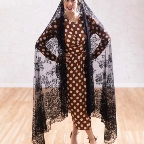 Hand embroidered Spanish mantilla