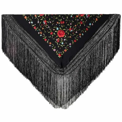 Natural silk hand embroidered Manila shawl