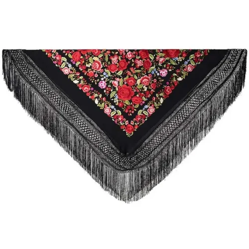 Natural silk hand embroidered Manila shawl