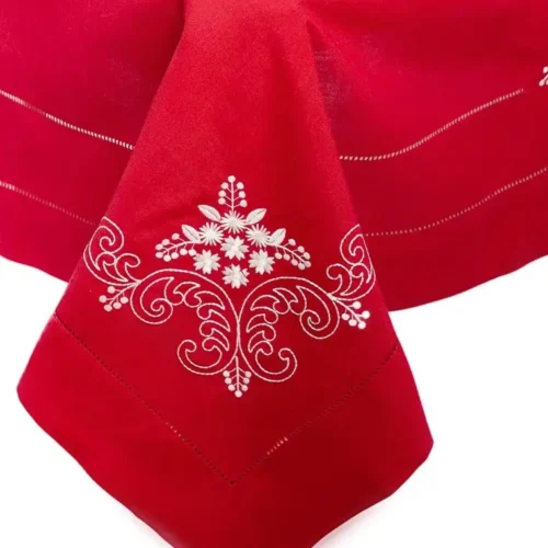 Machine embroidered tablecloth