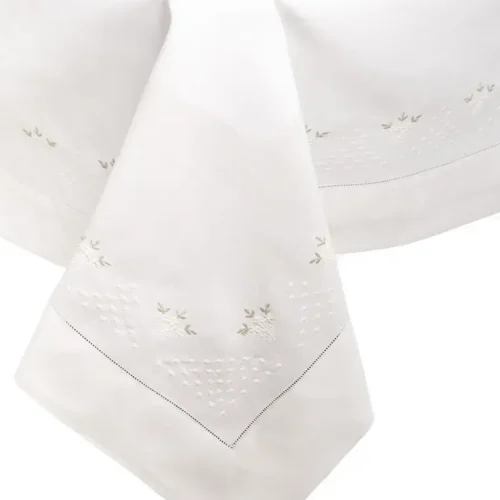 Machine embroidered tablecloth
