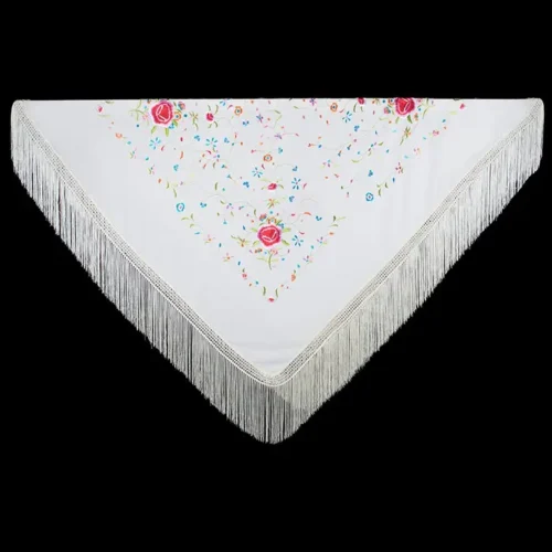 Machine embroidered Manila shawl