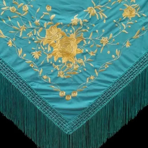 Machine embroidered triangular shape Manila shawl