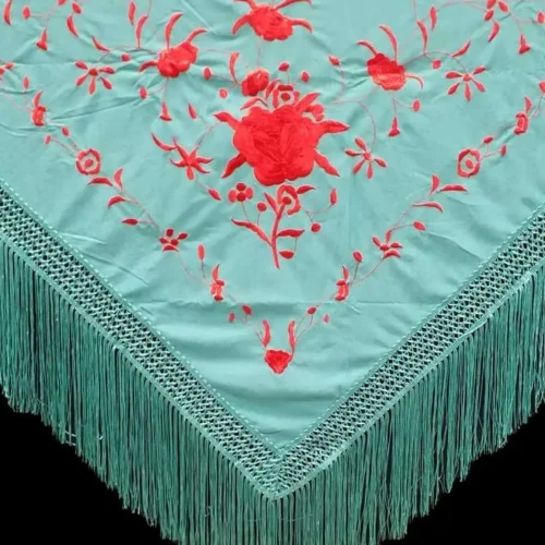 Machine embroidered triangular shape Manila shawl