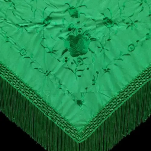 Machine embroidered triangular shape Manila shawl