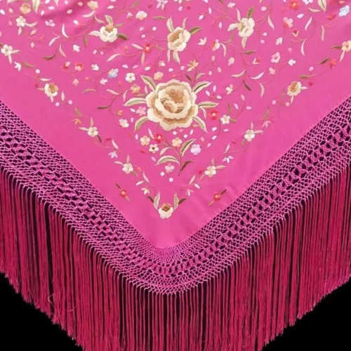 Natural silk hand embroidered Manila shawl
