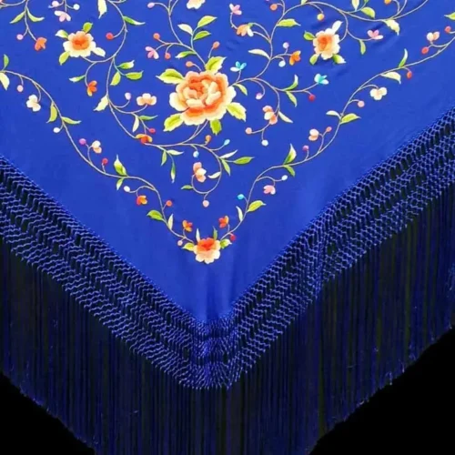 Natural silk hand embroidered Manila shawl